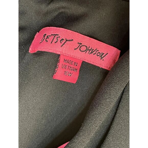 Betsey Johnson Women's Dress Shift Mini Lace Detail Scuba Crepe V-Neck 16 Black - Picture 8 of 9